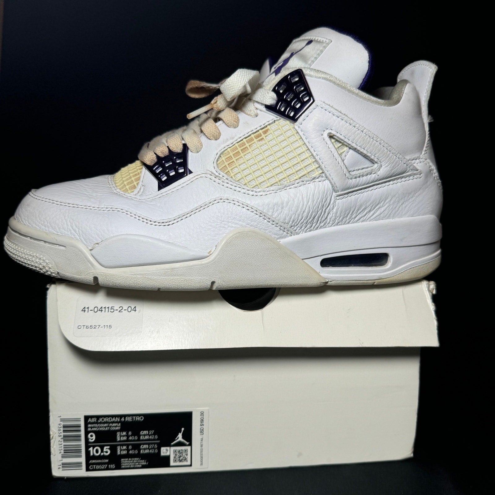 Air Jordan 4 Retro Purple Metallic Men's Shoes - Size 9