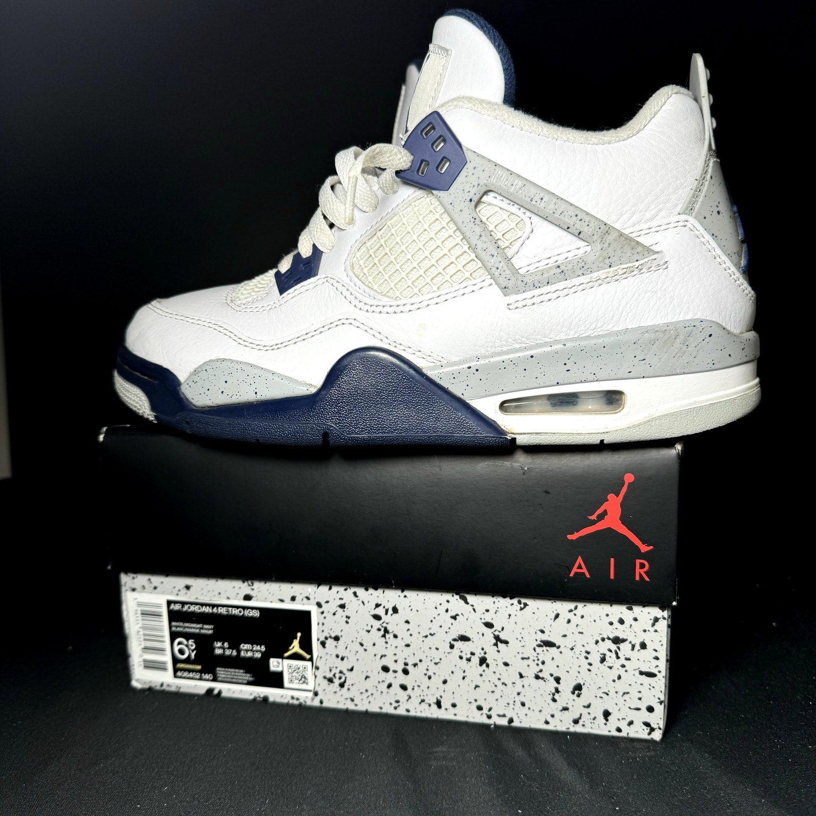 Air Jordan 4 Retro GS Midnight Navy Kids Shoes - Size 6.5