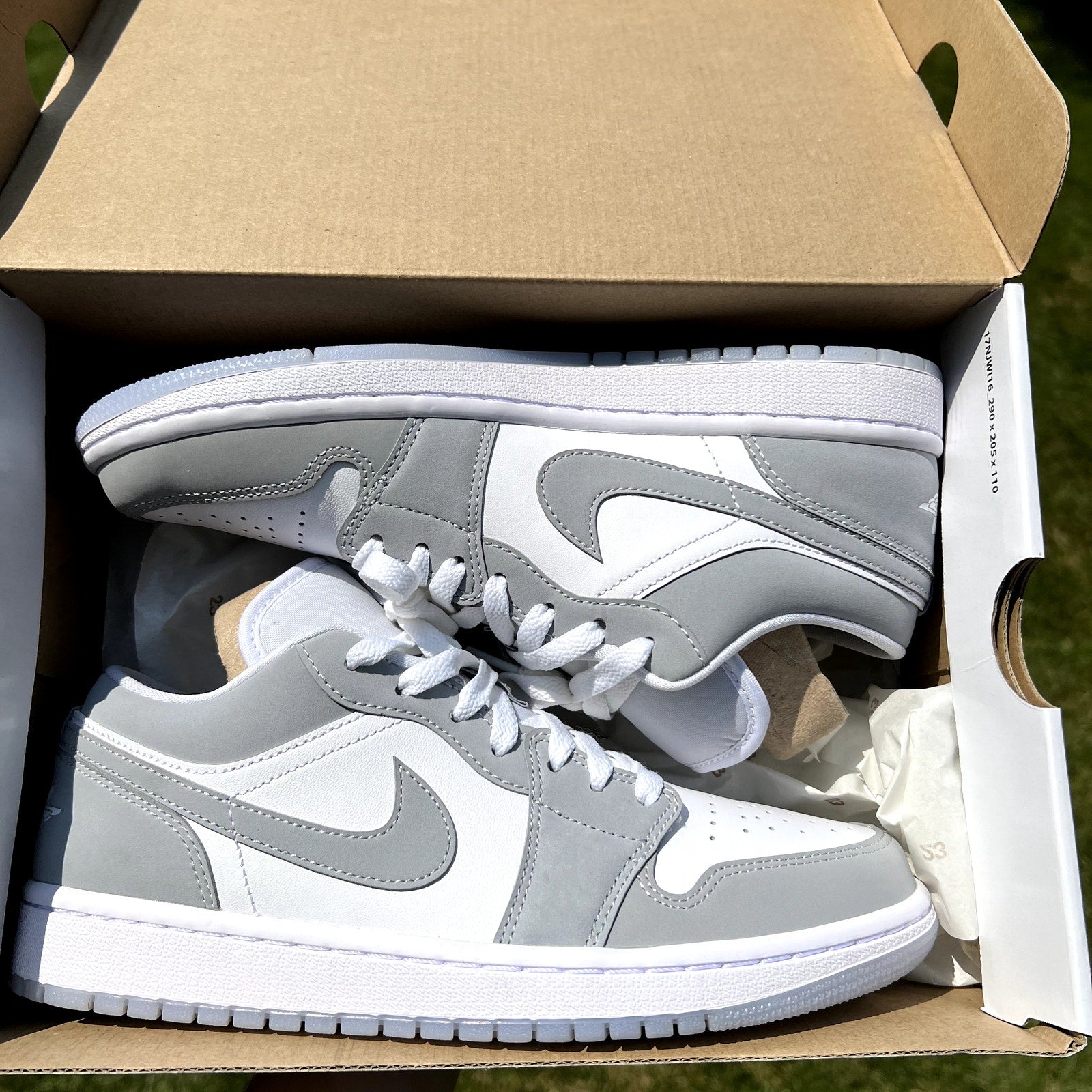 Air Jordan 1 Low White Wolf Grey Women's Shoes - Size 8.5