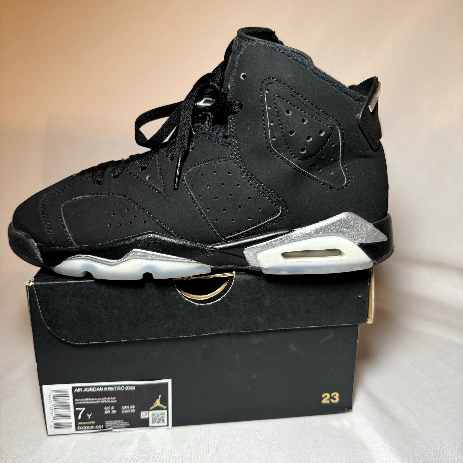 Air Jordan 6 Retro GS Chrome Kids Shoes - Size 7