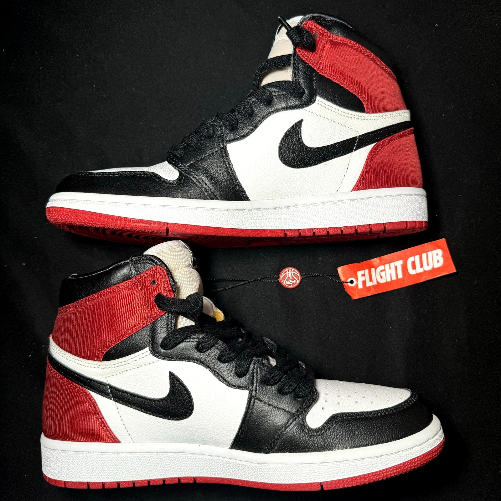 Air Jordan 1 Retro High Satin Black Toe Women's Shoes - Size 8