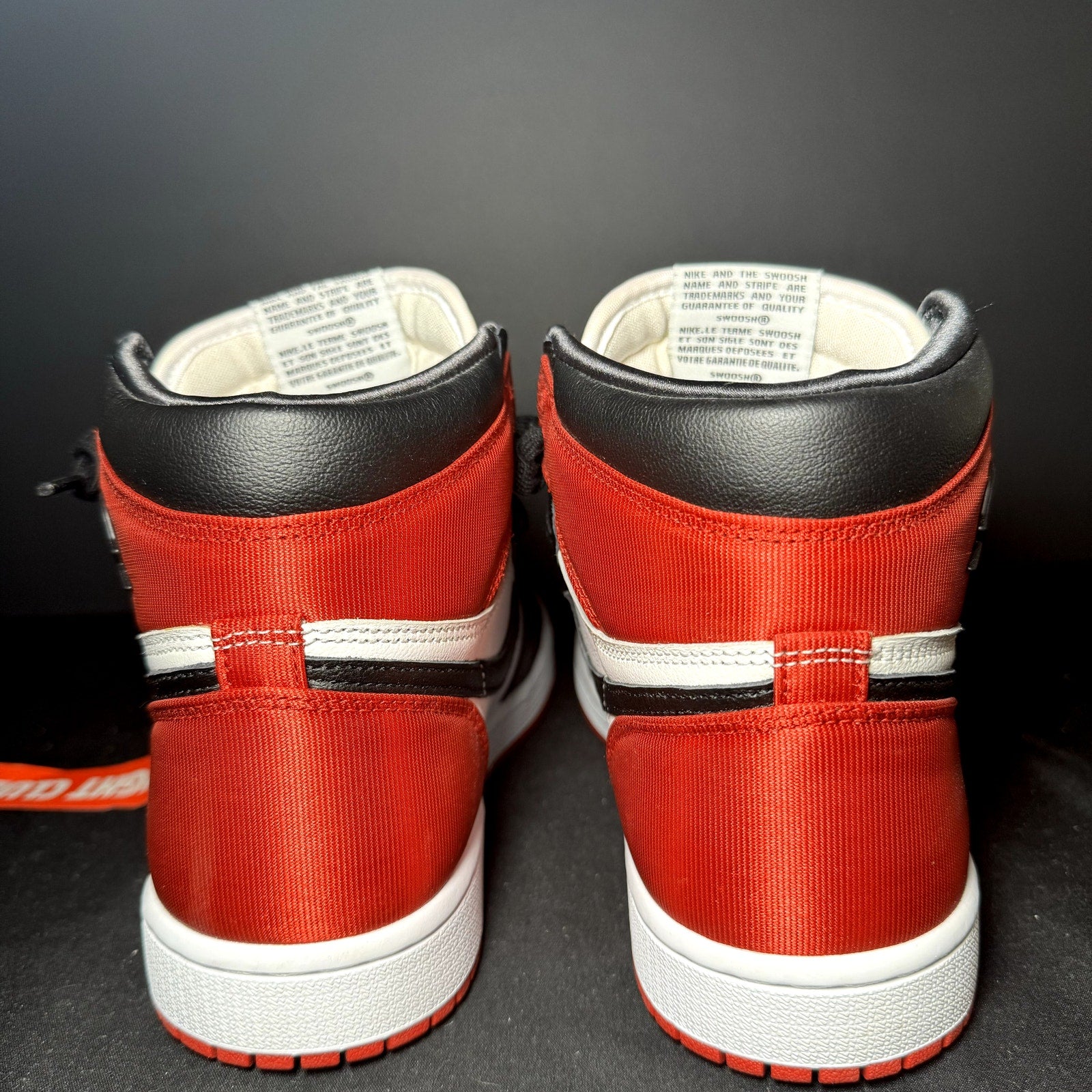 Air Jordan 1 Retro High Satin Black Toe Women's Shoes - Size 8