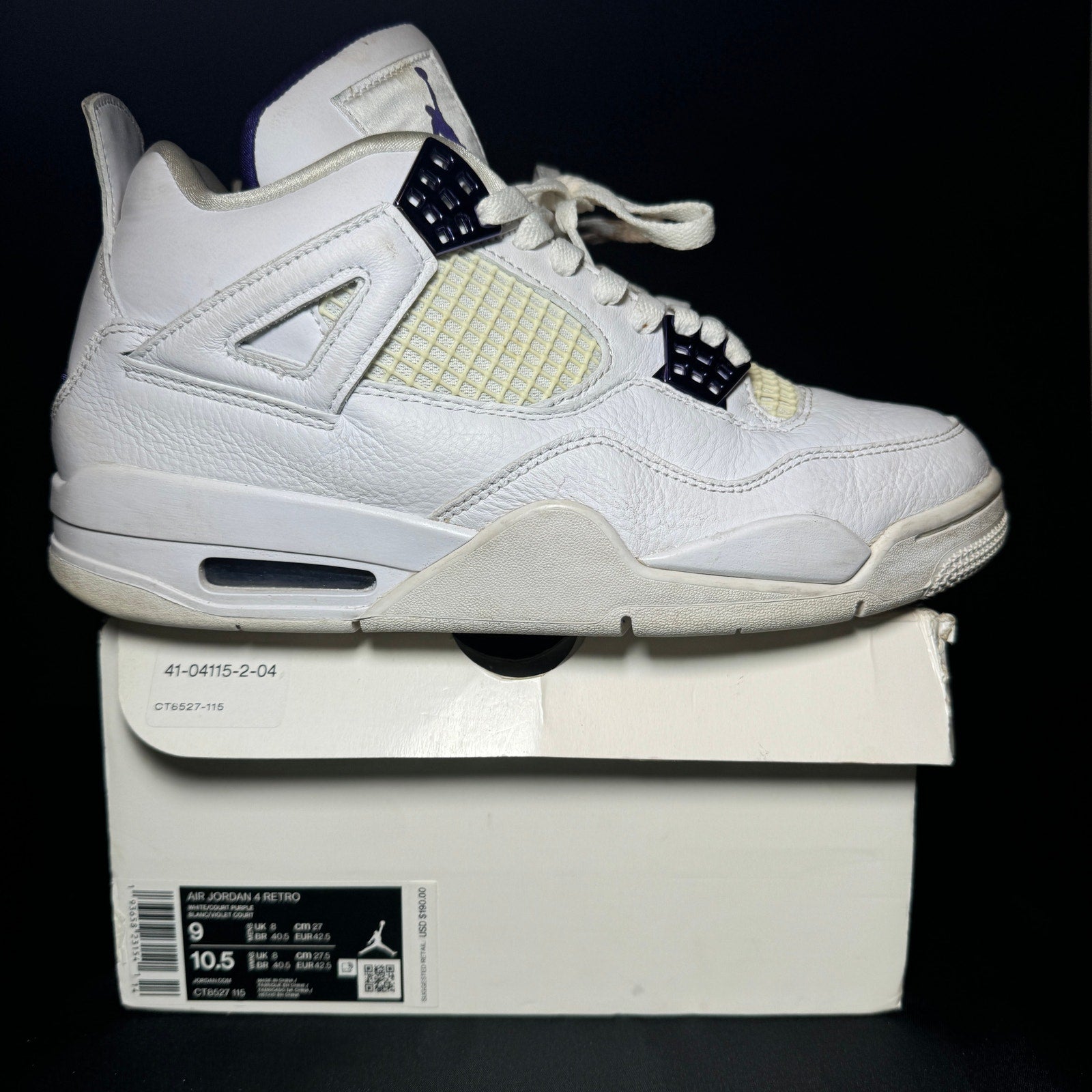 Air Jordan 4 Retro Purple Metallic Men's Shoes - Size 9