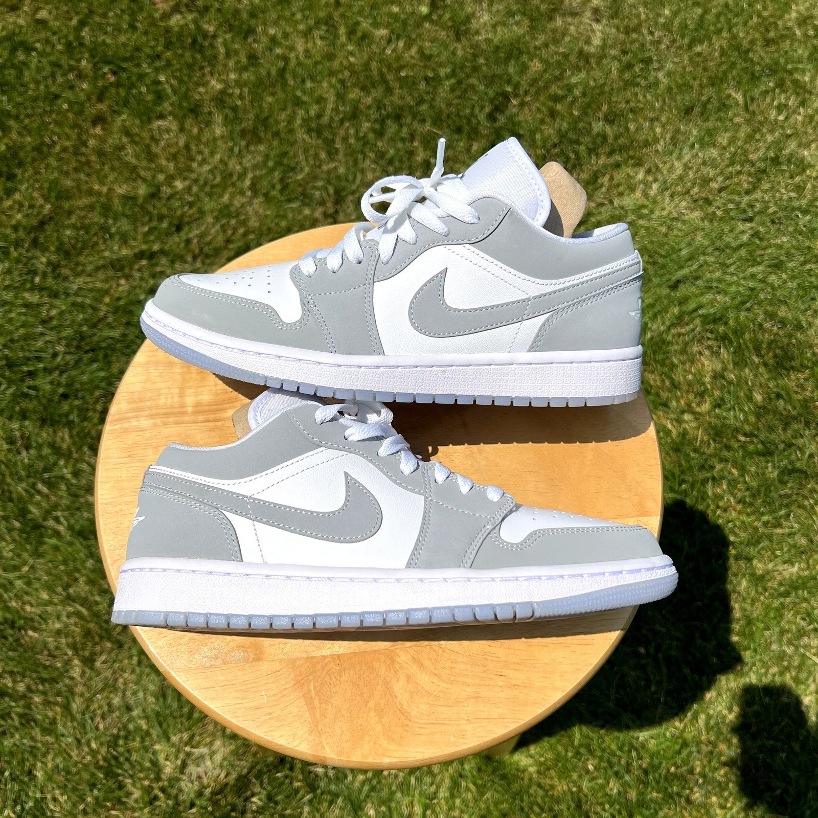 Air Jordan 1 Low White Wolf Grey Women's Shoes - Size 8.5