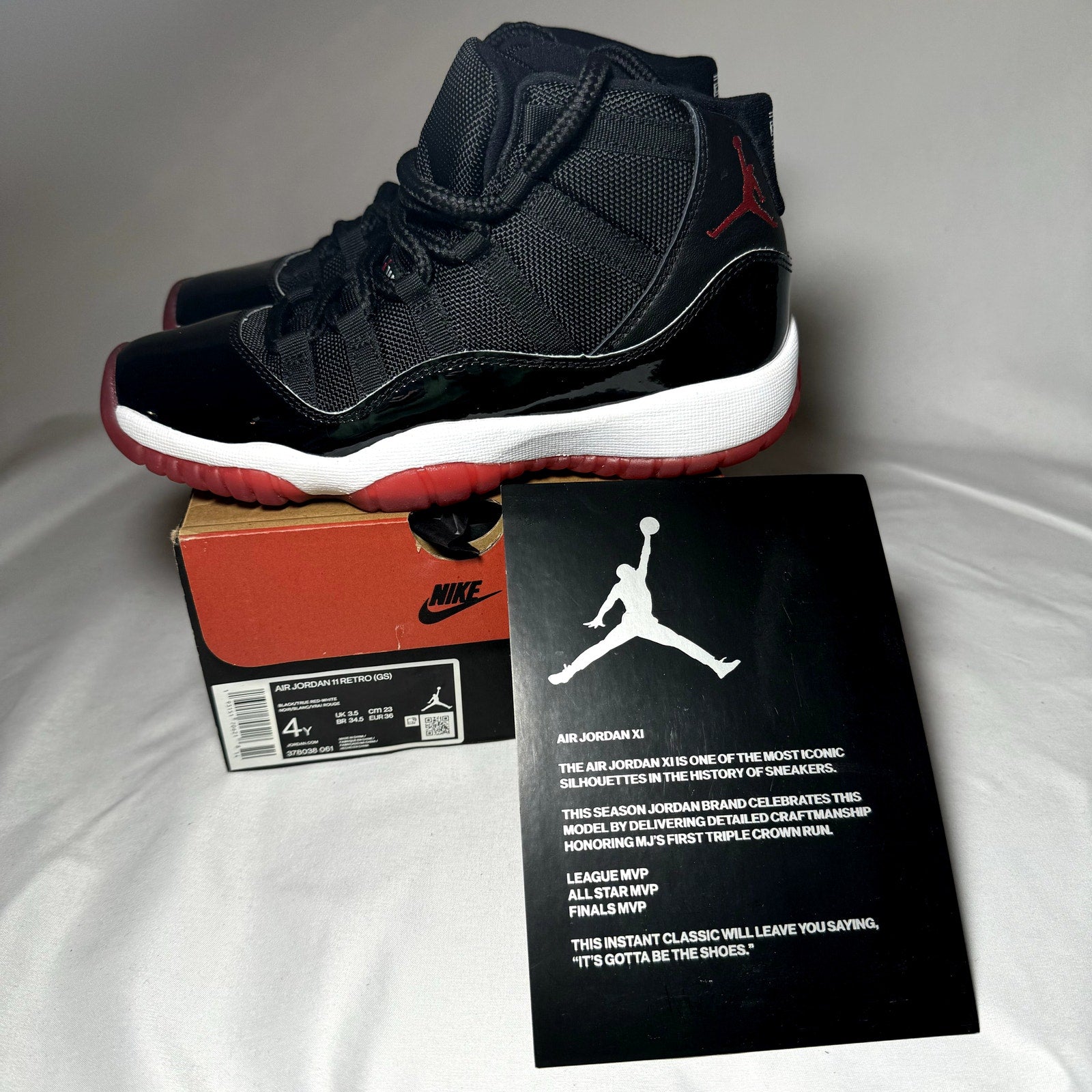 Air Jordan 11 Retro GS Bred 2019 Kids Shoes - Size 4