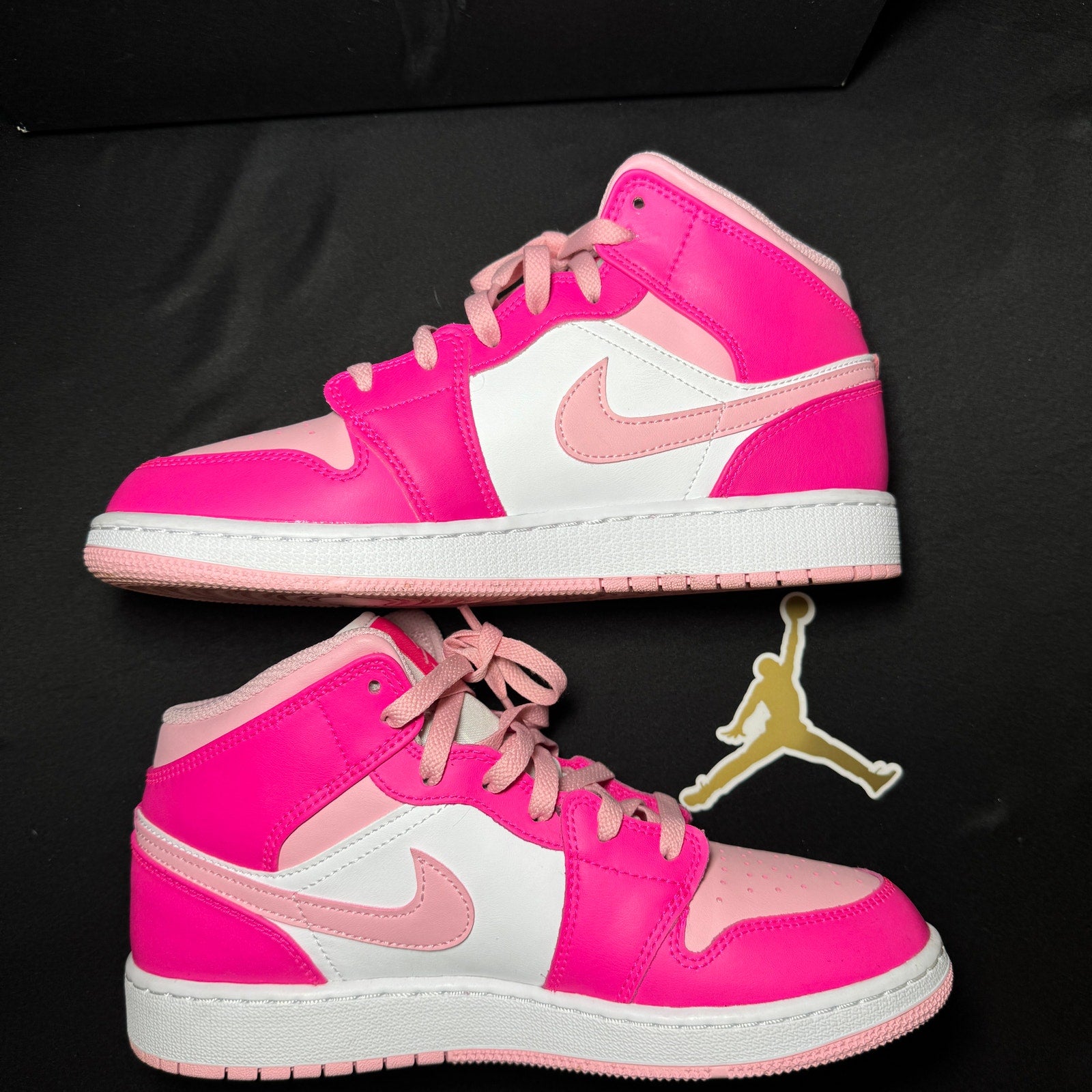 Air Jordan 1 Mid GS Fierce Pink Kids Shoes - Size 7