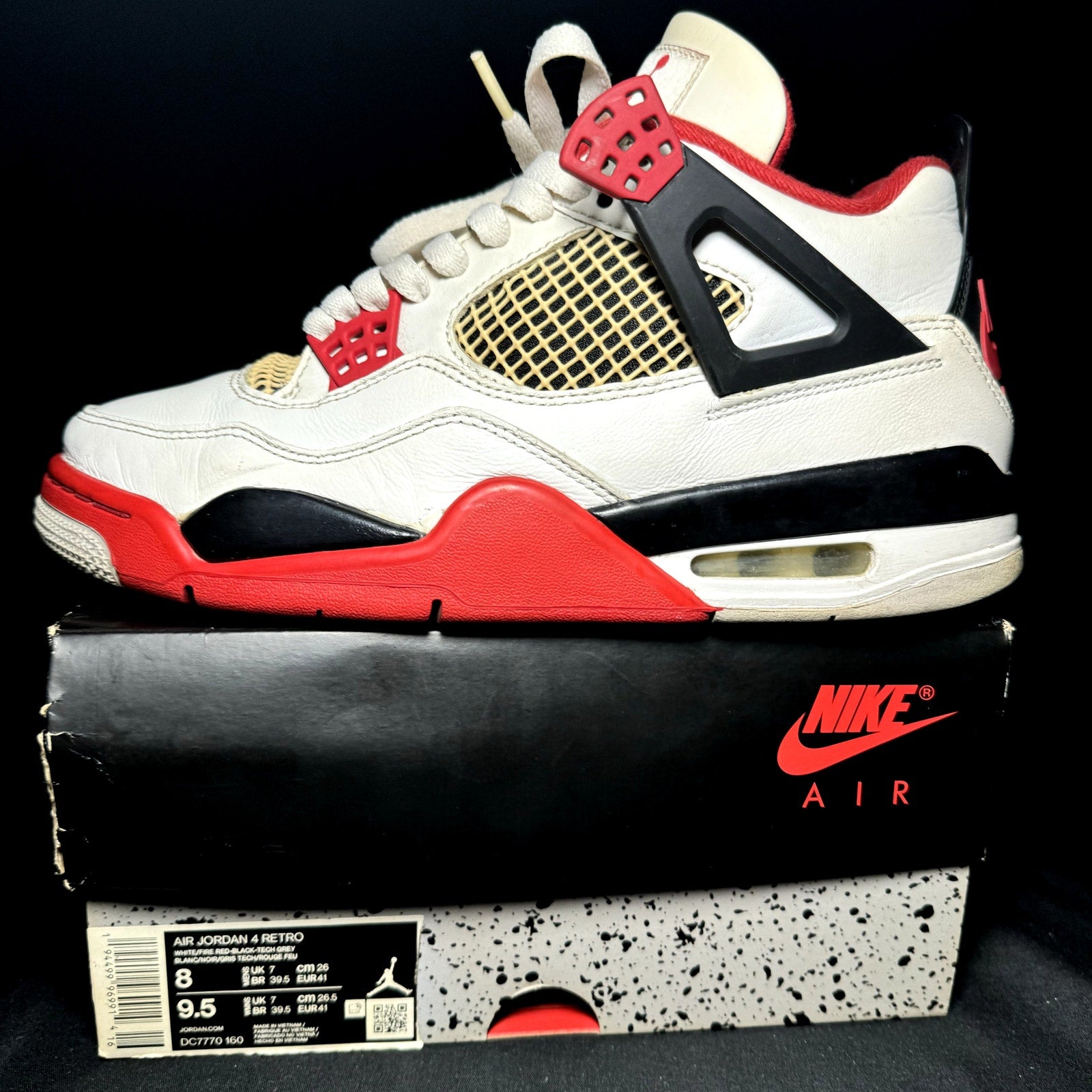 Air Jordan 4 Retro OG Fire Red 2020 Men' Shoes - Size 8