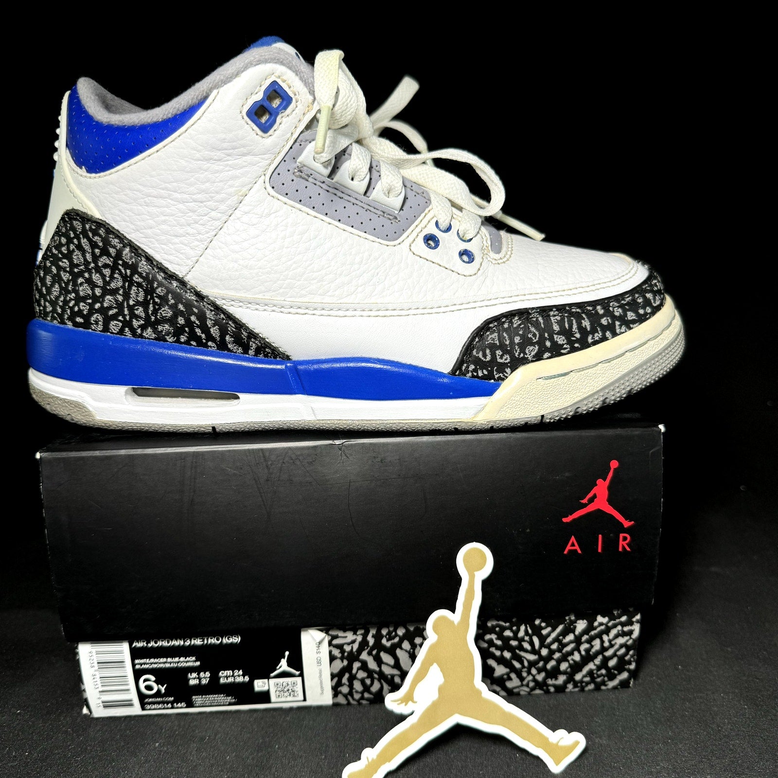 Air Jordan 3 Retro GS Racer Blue 2021 Kids Shoes - Size 6