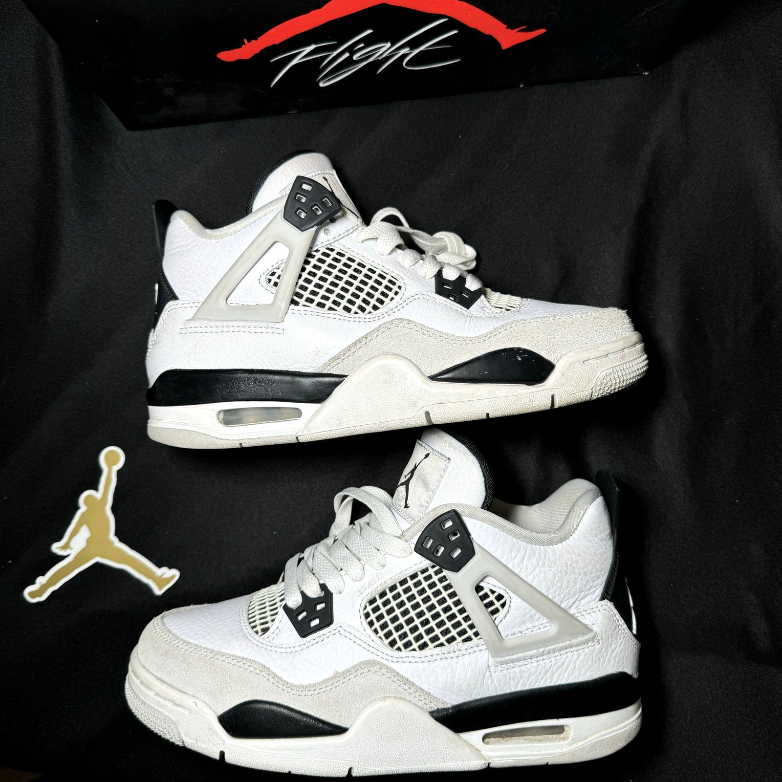 Air Jordan 4 Retro GS Military Black Kids Shoes - Size 4.5