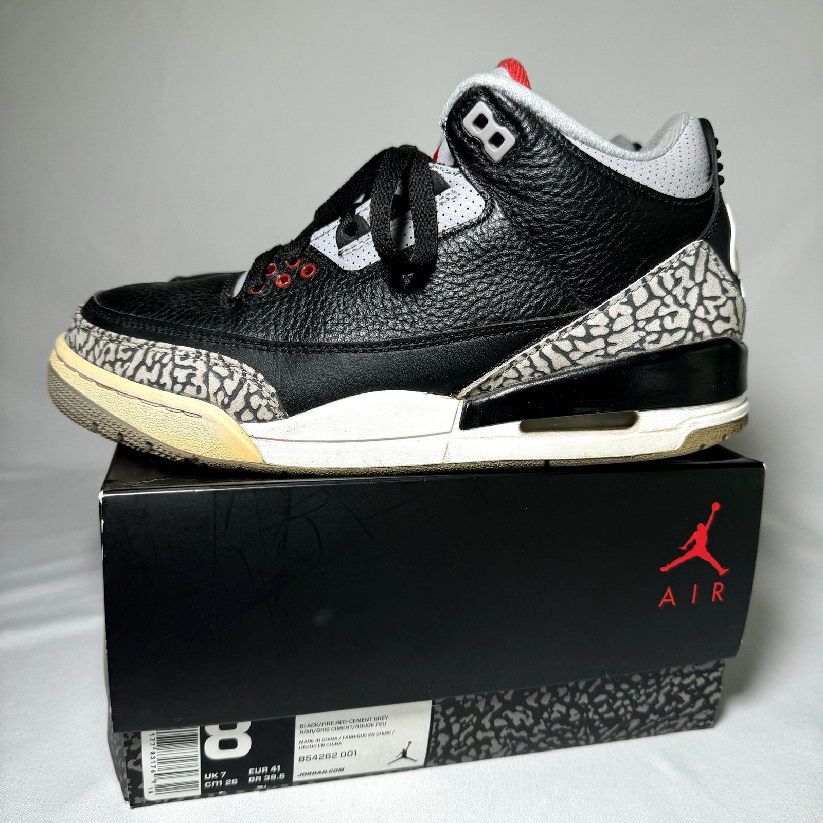 Air Jordan 3 Retro OG Black Cement 2018 Men's Shoes - Size 8