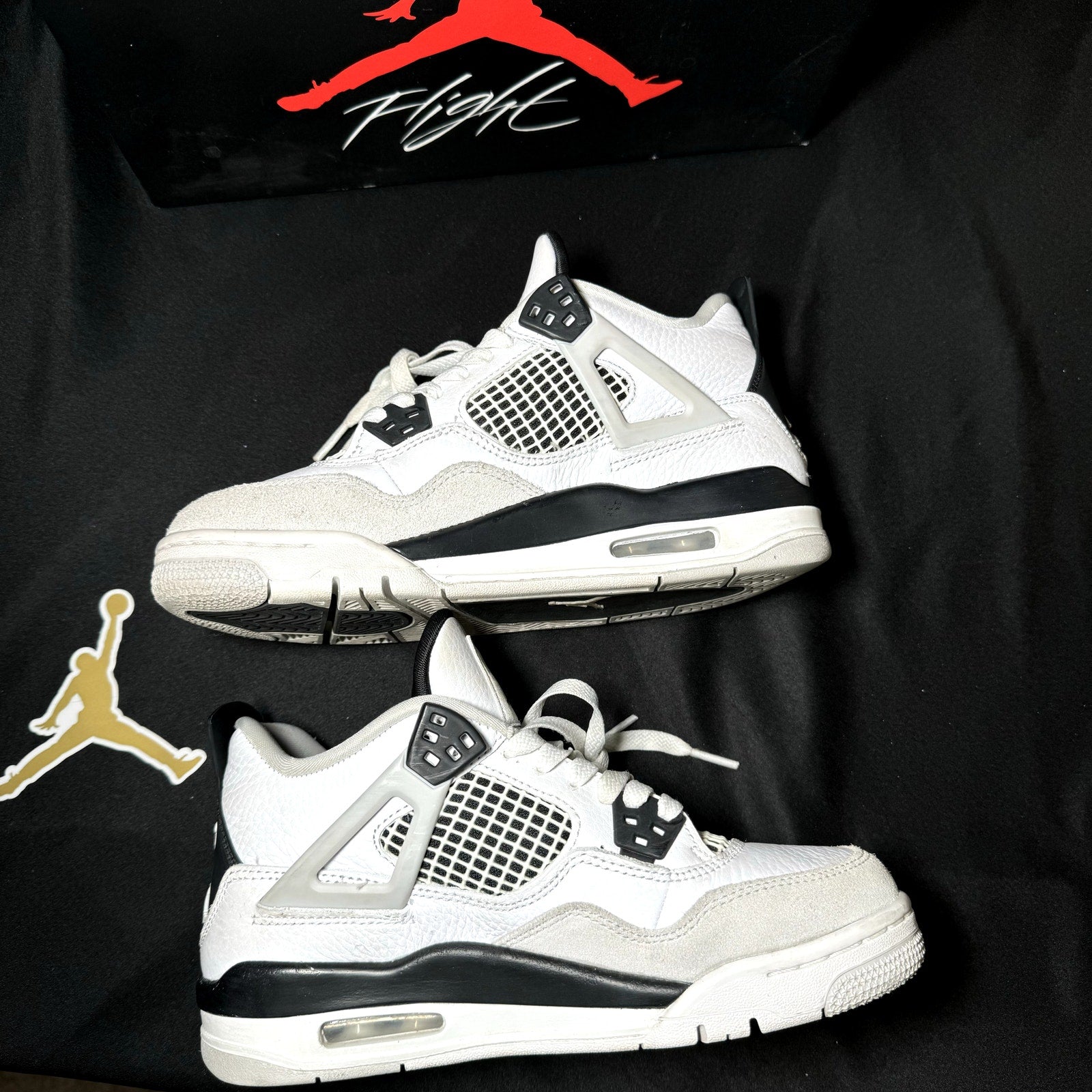 Air Jordan 4 Retro GS Military Black Kids Shoes - Size 4.5