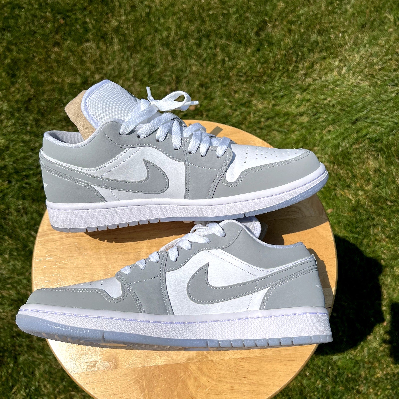 Air Jordan 1 Low White Wolf Grey Women's Shoes - Size 8.5