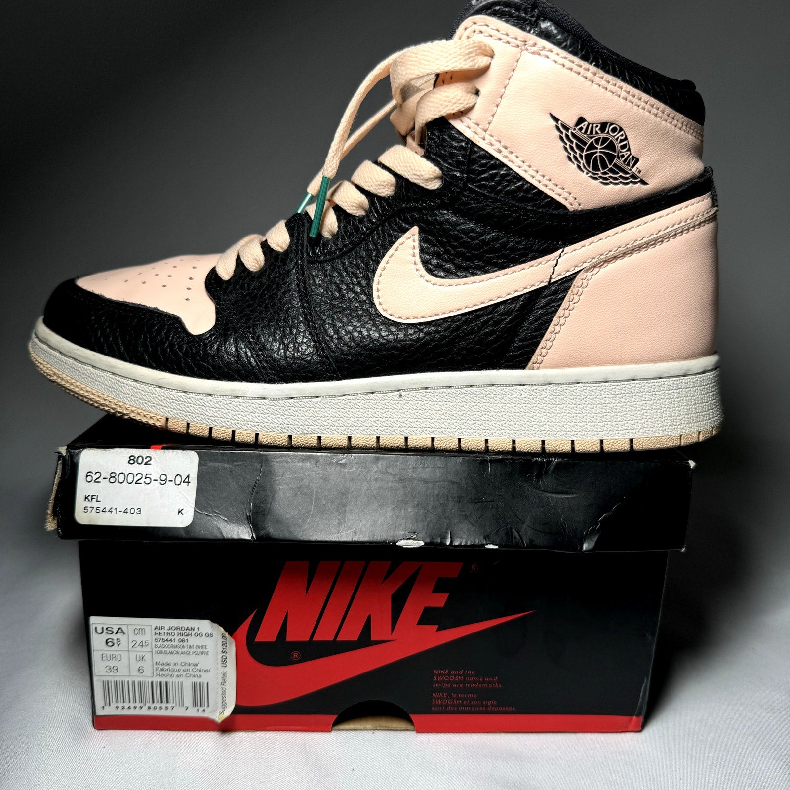 Air Jordan 1 Retro High OG GS Crimson Tint Kids Shoes - Size 6.5