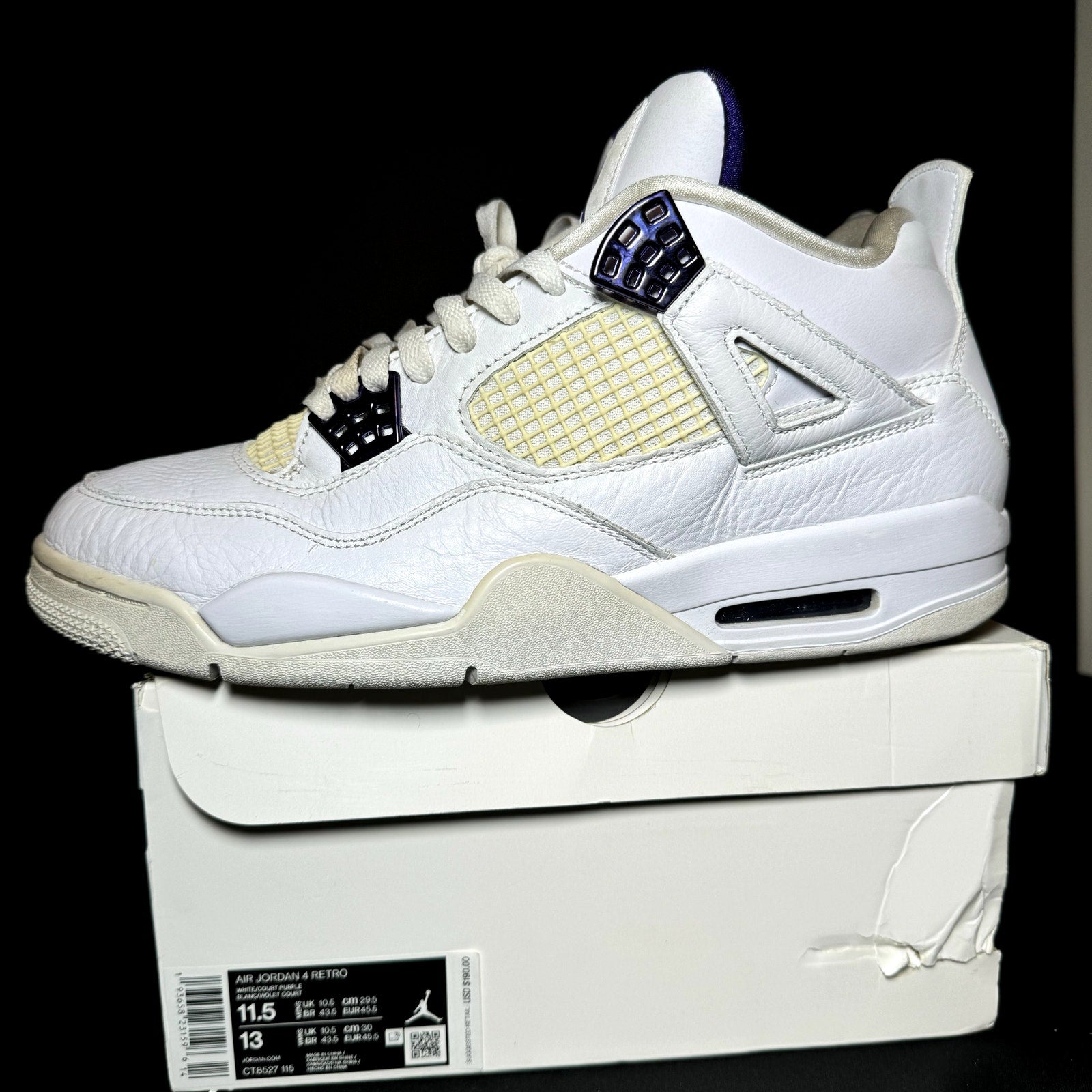 Air Jordan 4 Retro Purple Metallic Men's Shoes - Size 11.5