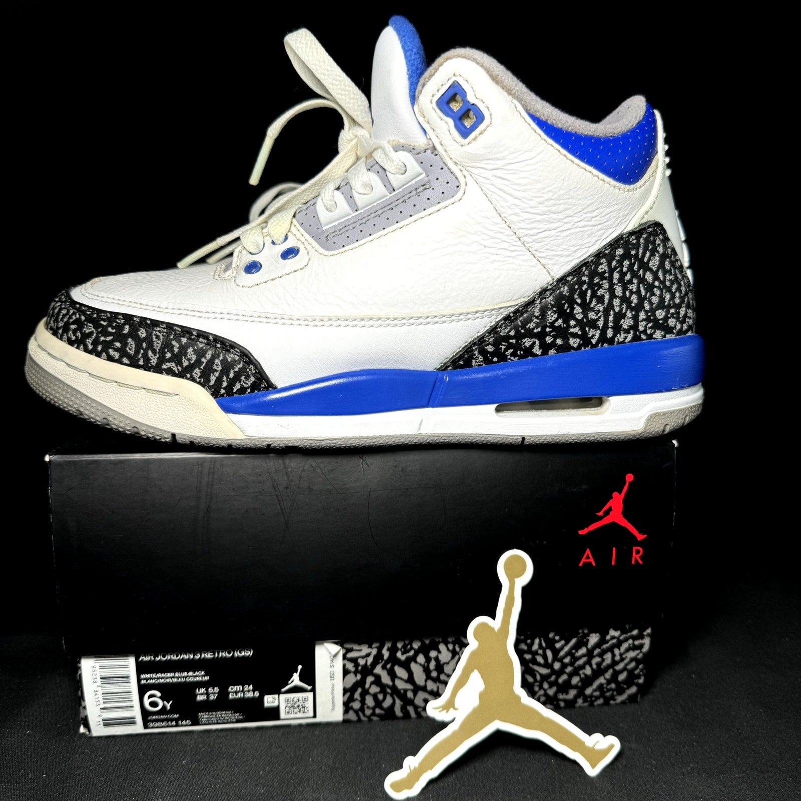 Air Jordan 3 Retro GS Racer Blue 2021 Kids Shoes - Size 6