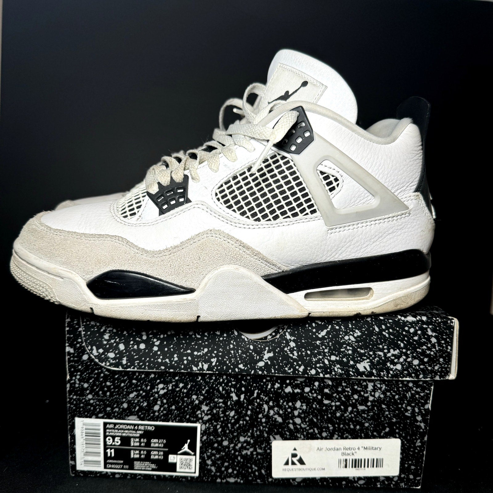 Air Jordan 4 Retro Military Black Men's Shoes - Size 9.5