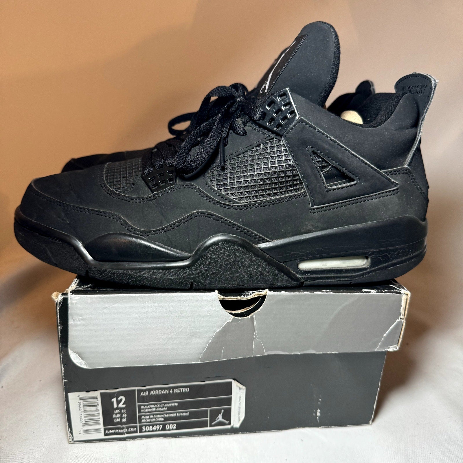 Air Jordan 4 Retro Black Cat 2006 Men's Shoes - Size 12