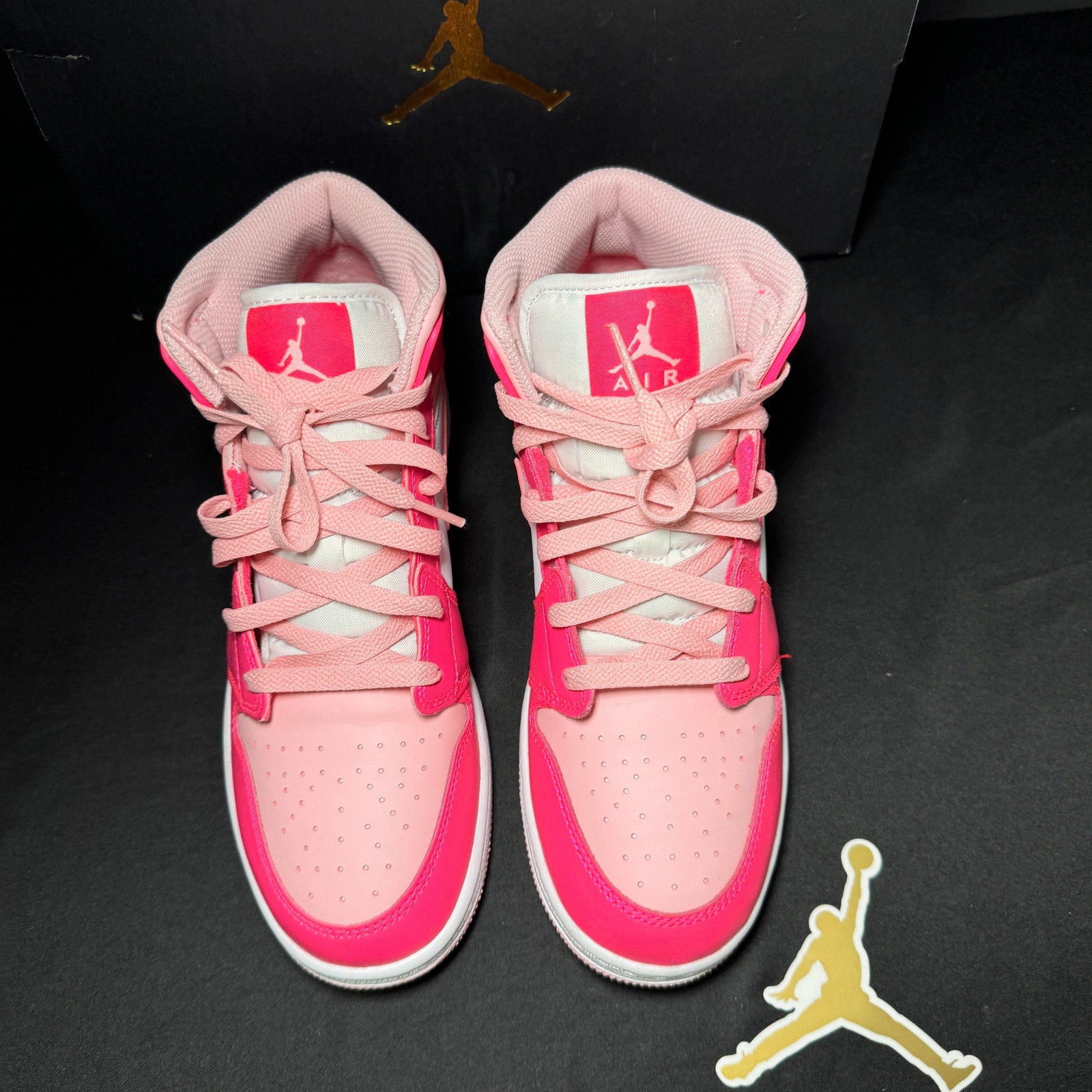 Air Jordan 1 Mid GS Fierce Pink Kids Shoes - Size 7