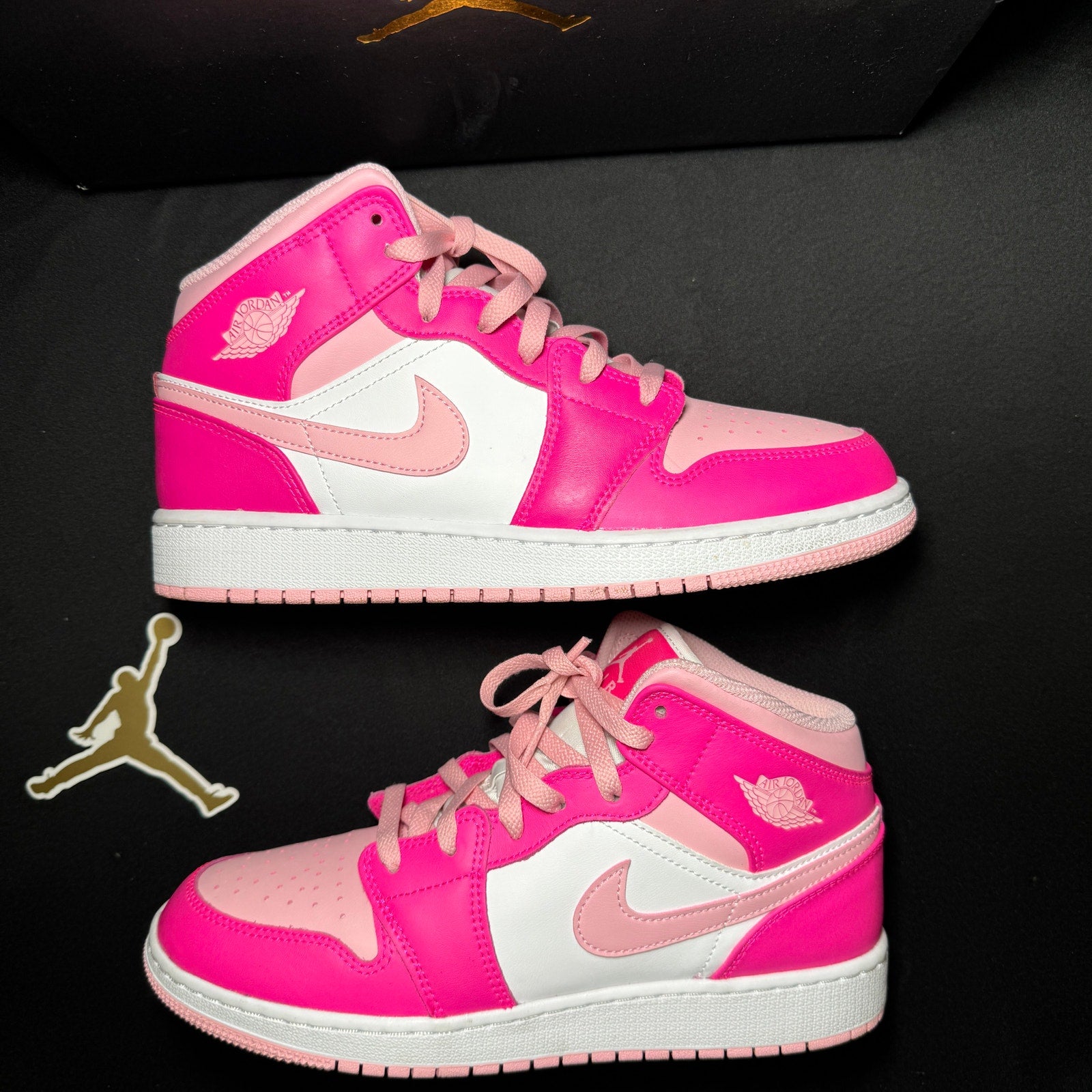 Air Jordan 1 Mid GS Fierce Pink Kids Shoes - Size 7