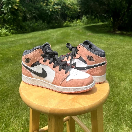 Air Jordan 1 Mid GS Pink Quartz Kids Shoes Size 7